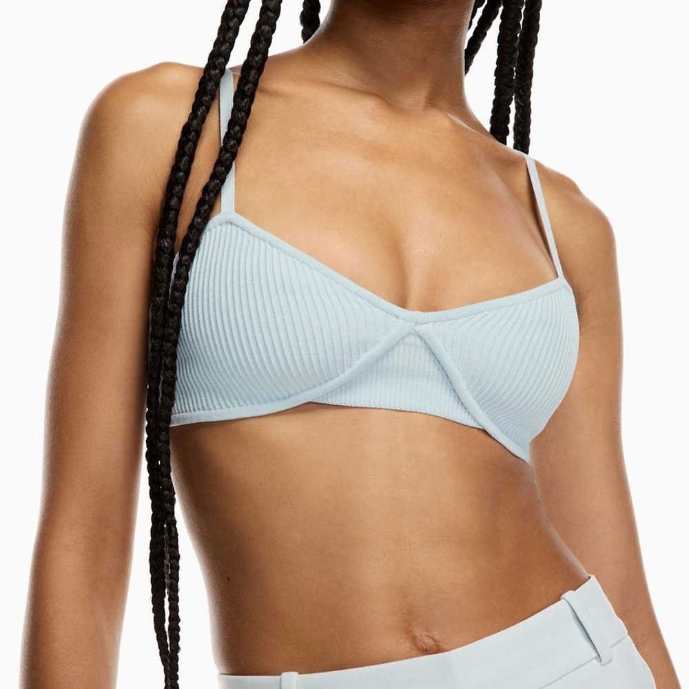 Aritzia Babaton Sculpt Knit Bra Top Fluid Blue XS